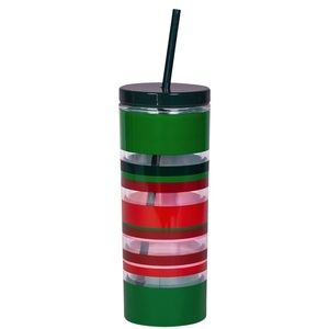 Kate Spade "Jolly Stripe" 20oz Insulated Tumbler with Lid & Straw